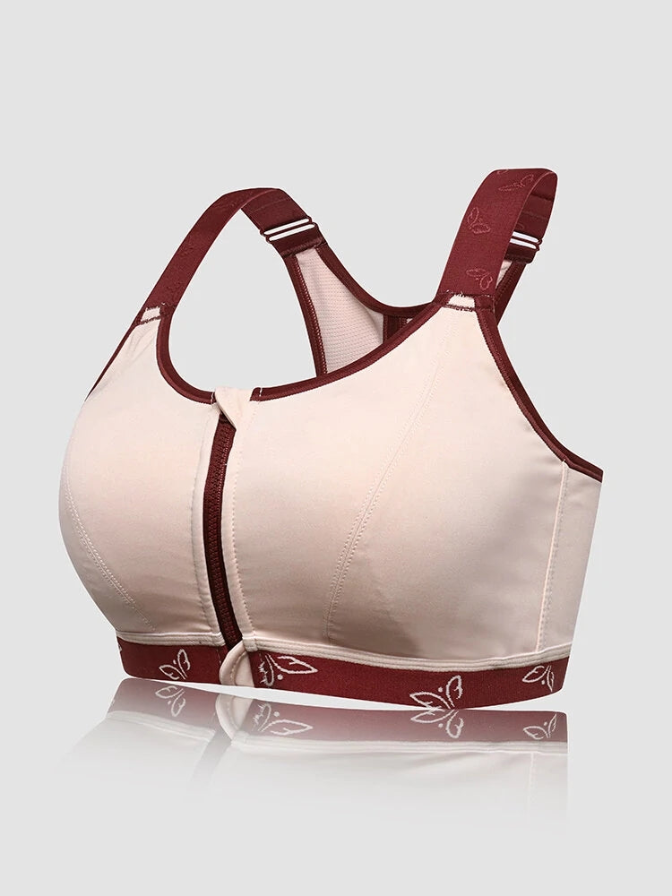 Women's Front Zipper Wireless Criss Cross Back Bras