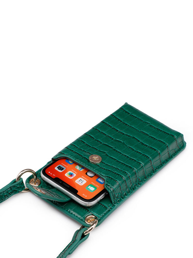 Women's Mini Crocodile Pattern Phone Clutches Wallets Crossbody Bag