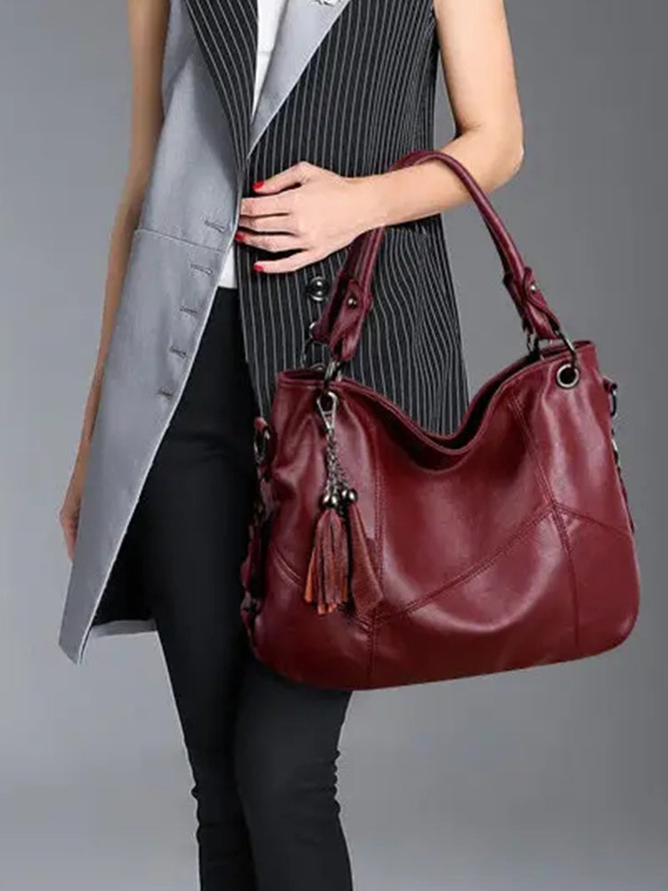 Women's Tassel Large Capacity Leather Shoulder Crossbody Bag