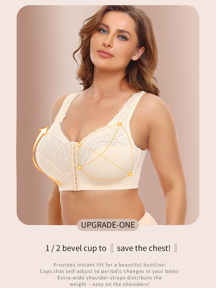 Lace Floral Wireless Magic Lift Front Closure Bras