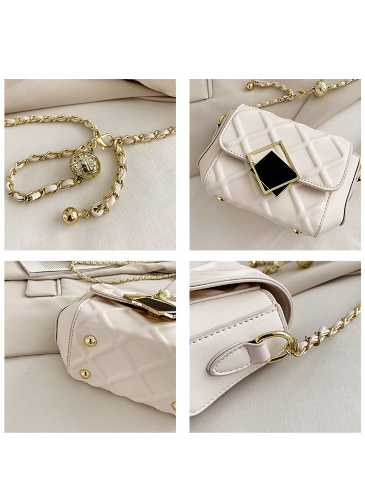 Fashion Diamond Pattern Chain Shoulder Strap Crossbody Bag