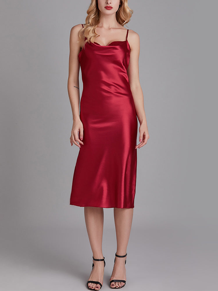 Silky Satin Nightie Slip Dress Backless Lingerie for Women