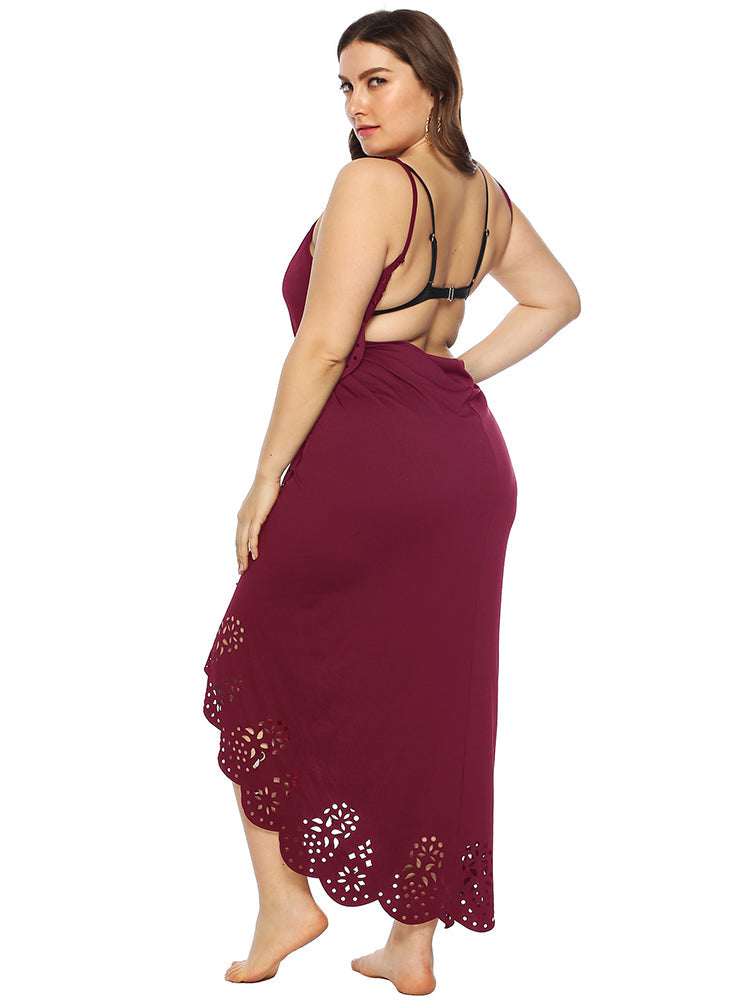 Plus Size Strap Cover Up Beach Backless Wrap Dress