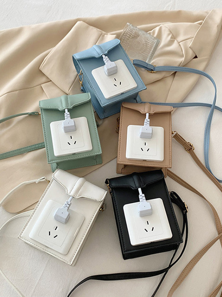 Creative Socket Shaped PU Mini Clutch Purse Crossbody Bag