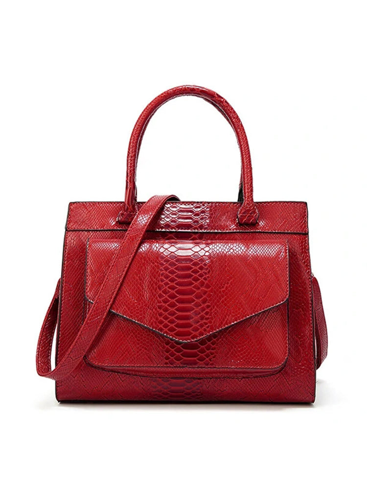 Women Snake Pattern Tote Bag Casual Large Capacity Crossbody Bag