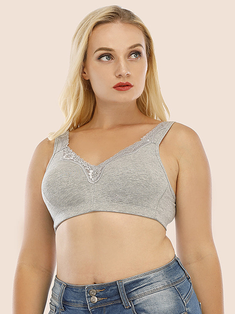 Full Figure Lace Cotton Wirefree Bra
