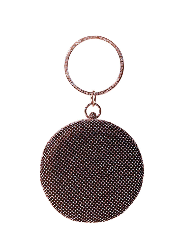 Round Purse Clutches Rhinestone Ring Handbag Crossbody Bag