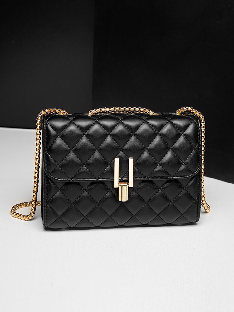 Women's Diamond Pattern PU Chain Straps Shoulder Bags