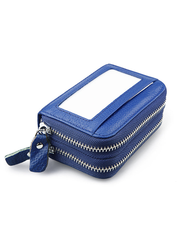 RFID Antimagnetic Genuine Leather 11 Card Slots Card Holder Purse