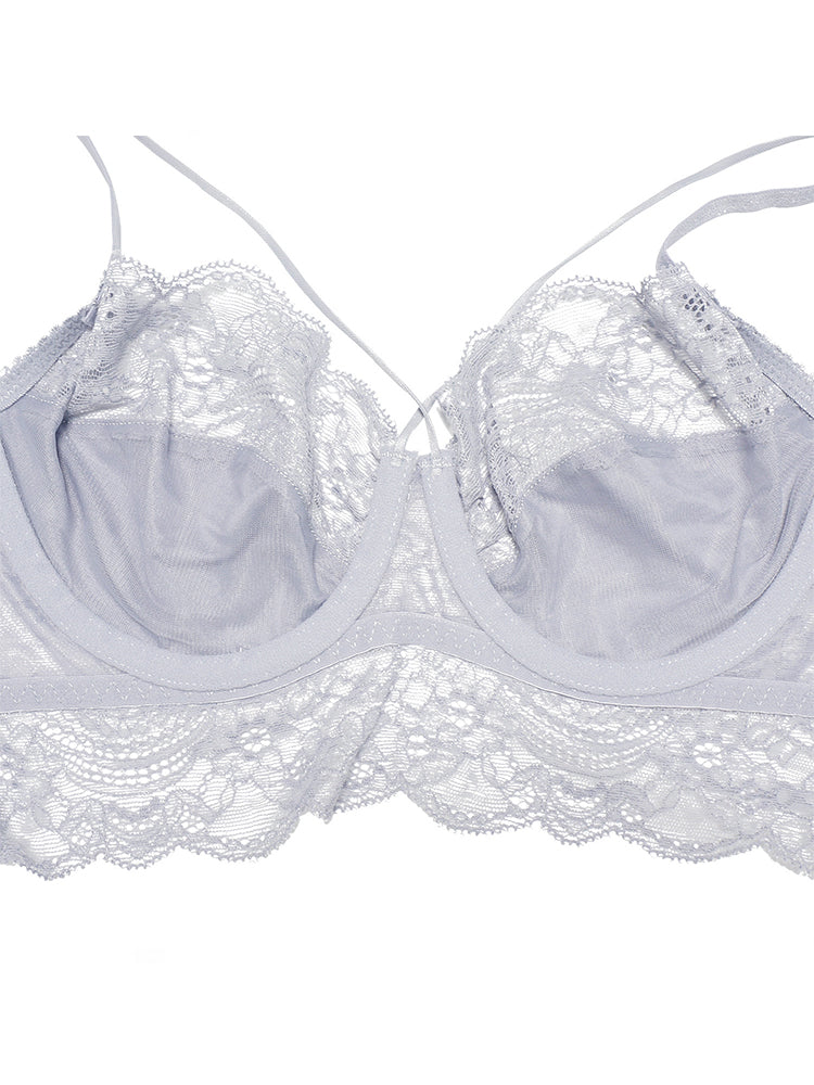 Women's Push Up Sexy Lace Lingerie Bra and Sheer Panties