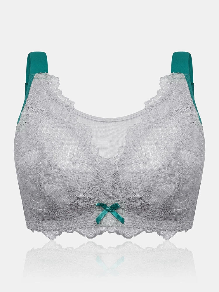Lace Patchwork Lightly Lined Wireless Bra
