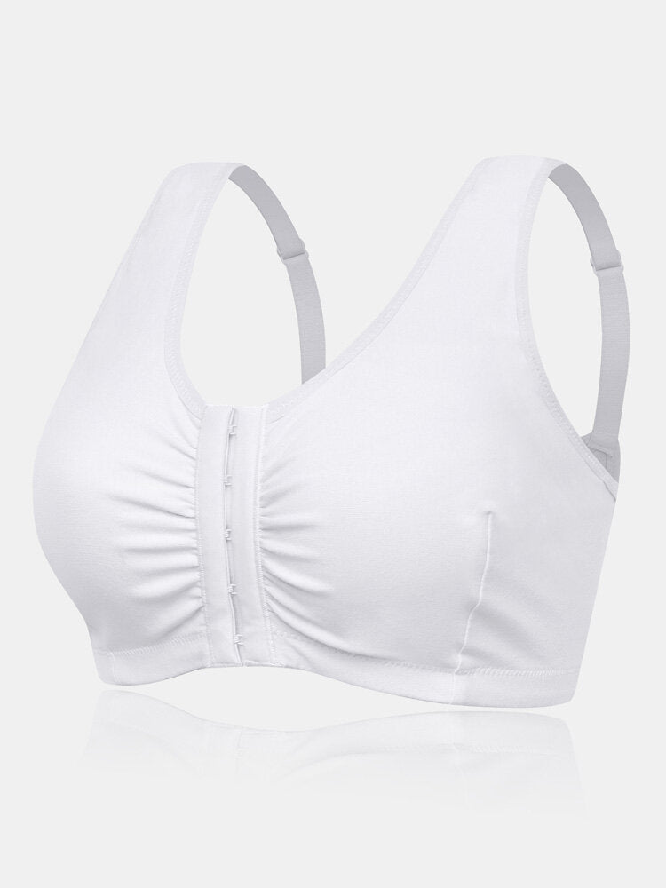 Women Comfort Wireless Cotton Front Close Bra