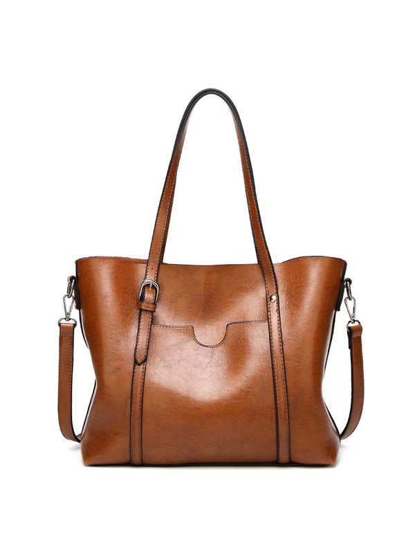 Vintage PU Leather Handbags Shoulder Satchel Bags with Purse Organizer