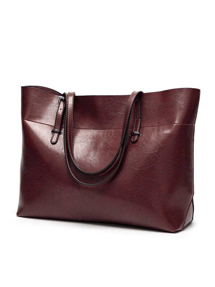 Vintage PU Leather Tote Bag Handbag Shopper Purse Office Laptop Bag