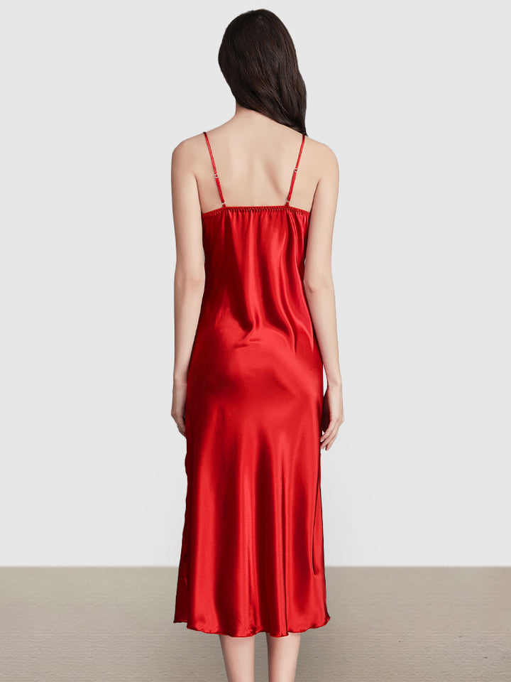 Sexy Sleeveless Satin Nightgowns Loungewears Midi Dresses