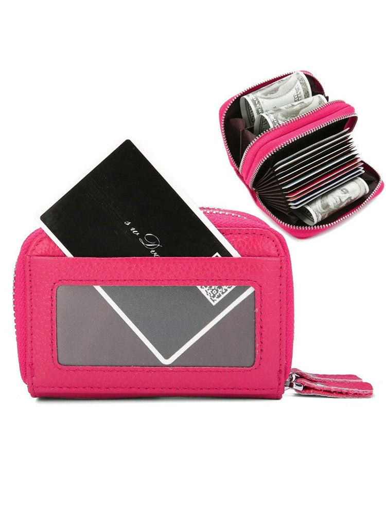 RFID Antimagnetic Genuine Leather 11 Card Slots Card Holder Purse