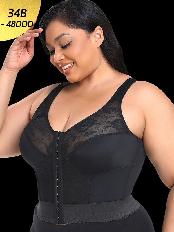 Lace Front Closure Slimming Wire-free Longline Bra