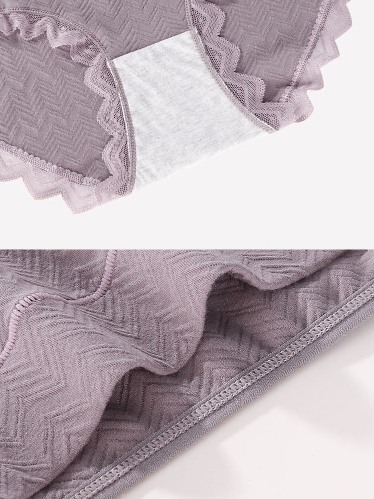 3-Pack Women Plus Size Lace Cotton Underwear High-Cut Panty