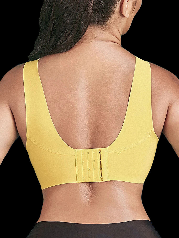 Solid Lightly Wide Strap Shoulder Breathable Wireless Bra