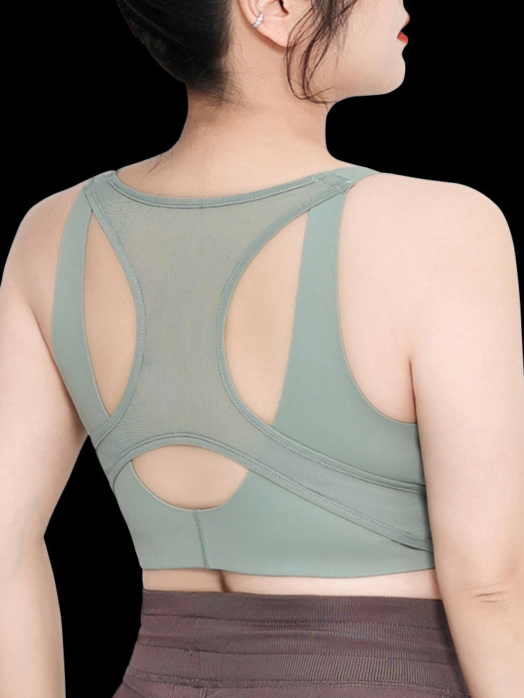 Women's Front Zipper Sports High Impact Racerback Bra