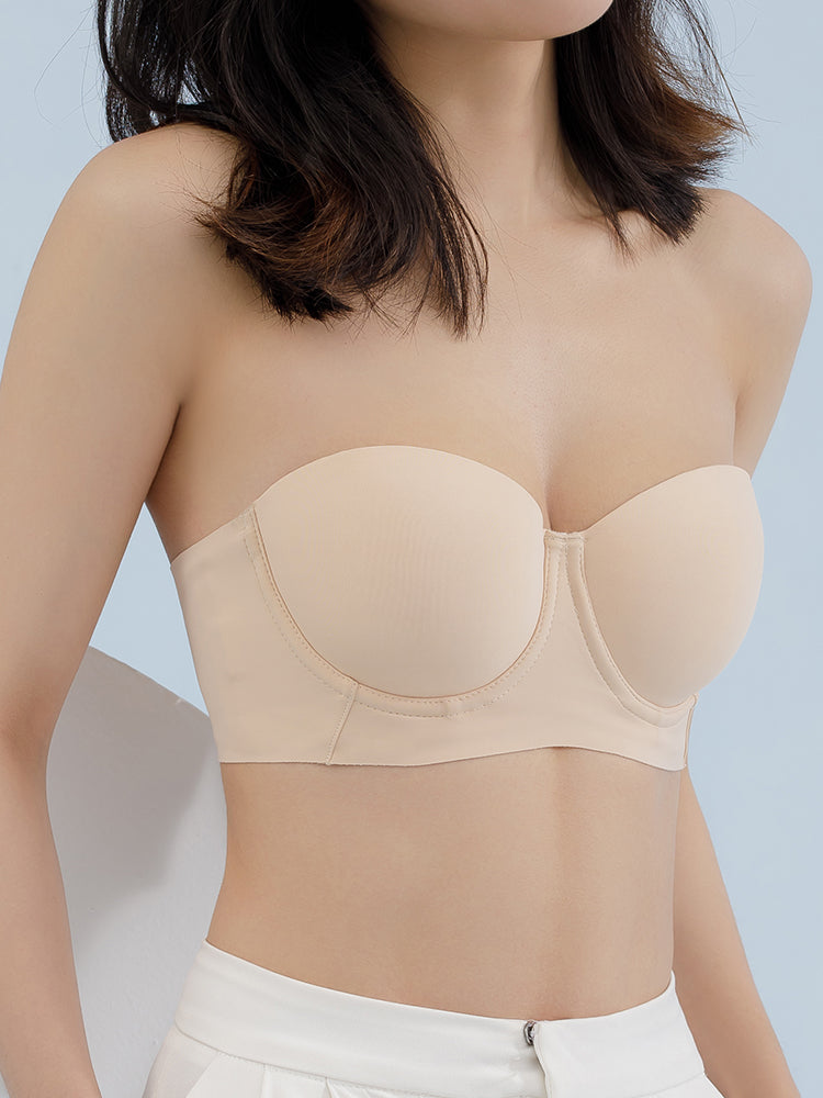 Women's Seamless Wire Support Strapless Bras with Invisible Straps