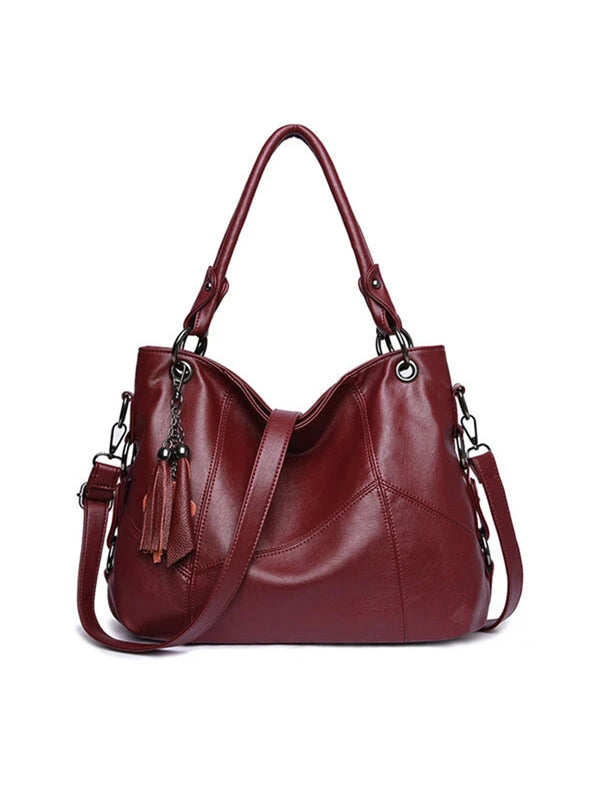 Women's Tassel Large Capacity Leather Shoulder Crossbody Bag