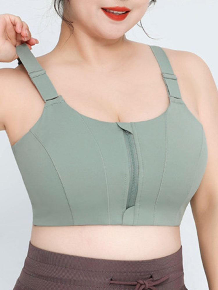 Women's Front Zipper Sports High Impact Racerback Bra
