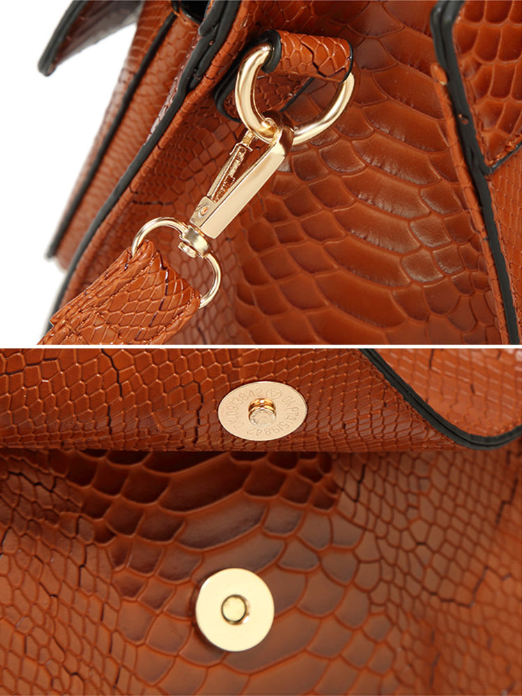 Women Snake Pattern Tote Bag Casual Large Capacity Crossbody Bag