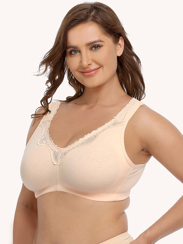 Full Figure Lace Cotton Wirefree Bra