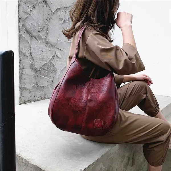 Women Multi-layer PU Leather Casual Shoulder Bag Work Purse