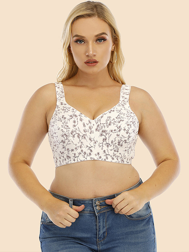 Women's Comfort Cotton Botanical Print Wireless Bra