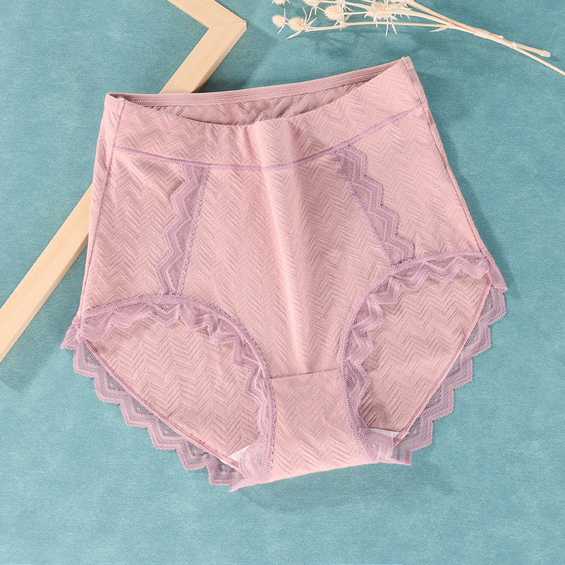 3-Pack Women Plus Size Lace Cotton Underwear High-Cut Panty