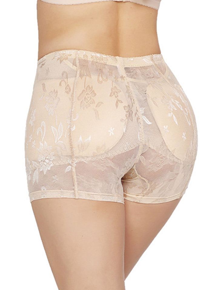 Lace Floral Padded Enhancer Seamless Control Shape Boy Shorts