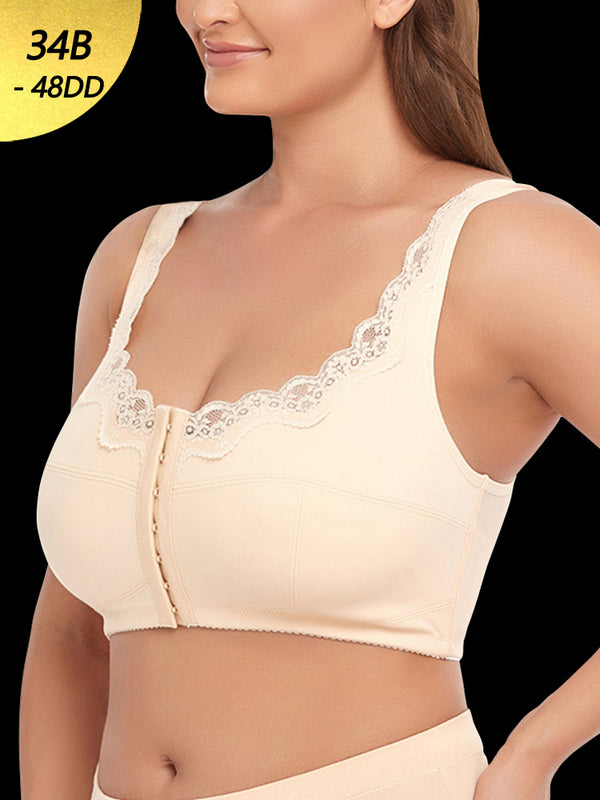 Lace Thin Front Closure Wire-free Back Support Posture Bra