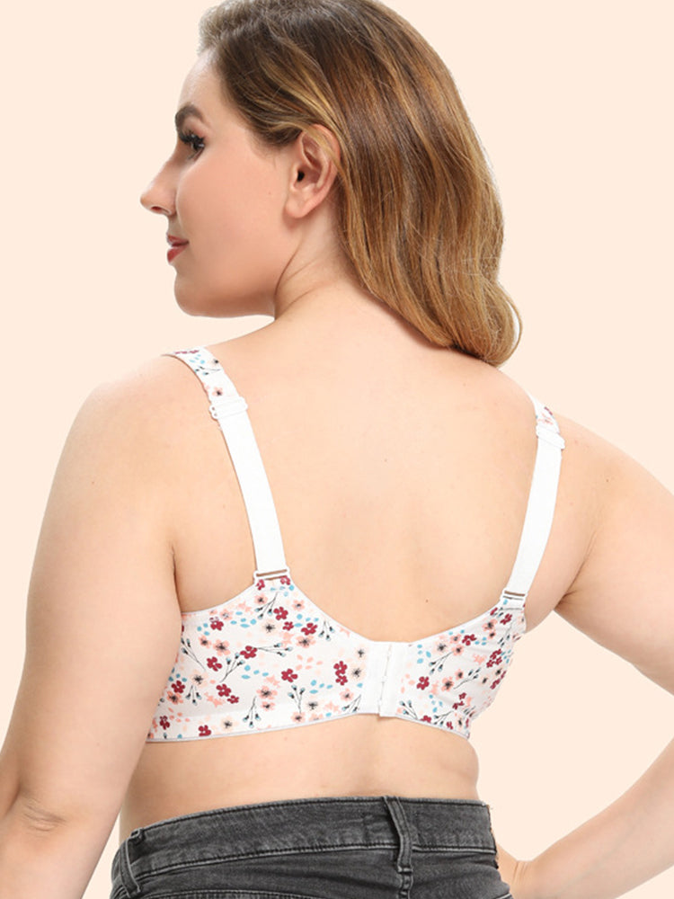 Comfort Cotton Floral Minimizer Underwire Bra