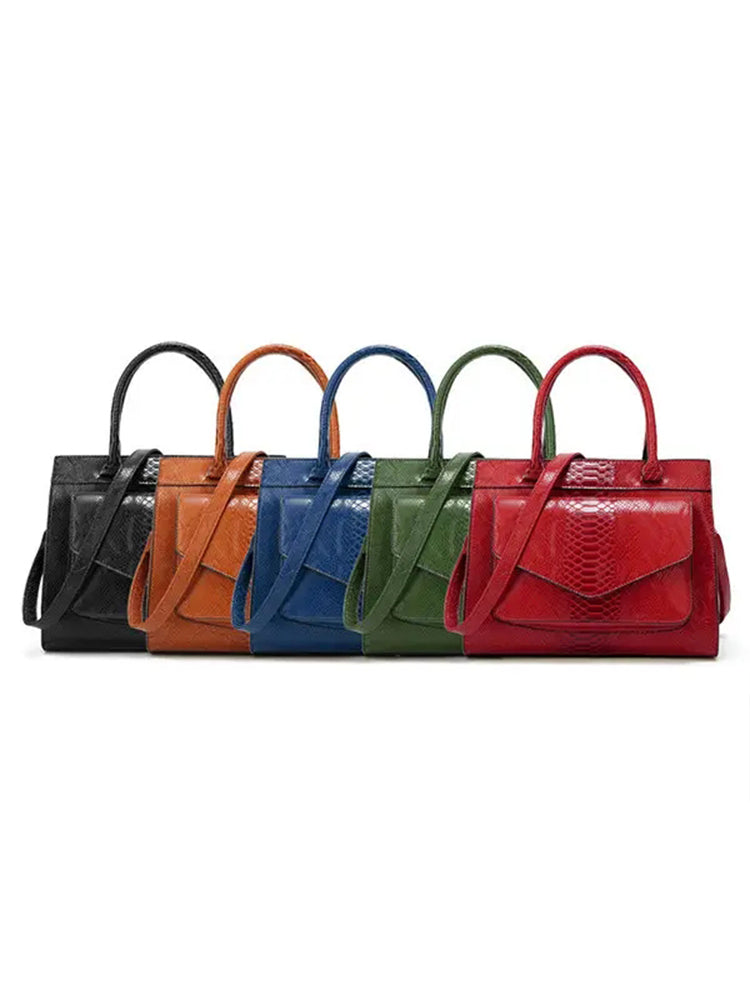 Women Snake Pattern Tote Bag Casual Large Capacity Crossbody Bag