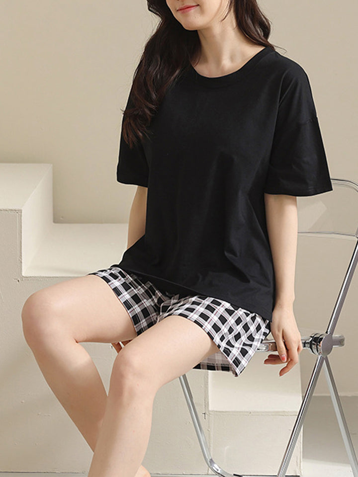 Women's Causal Sleepwear Lightweight Cotton Short Sleeves Pajama Sets