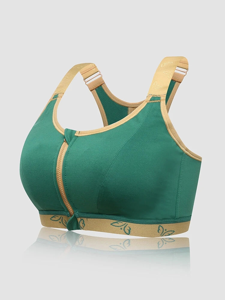 Women's Front Zipper Wireless Criss Cross Back Bras