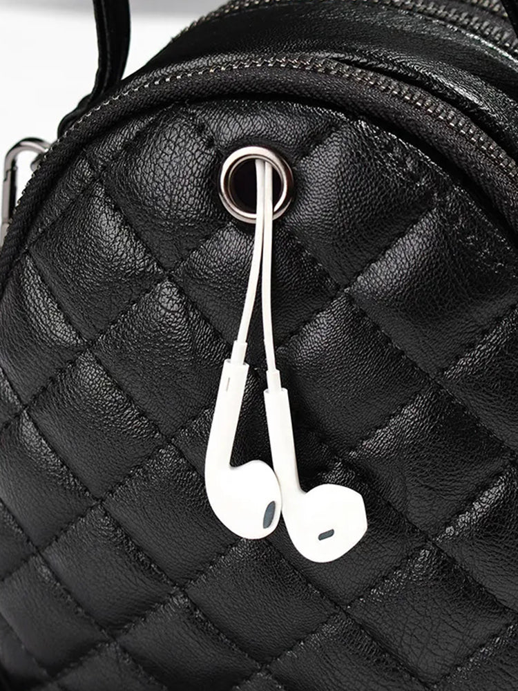 Small Crossbody Bags Diamond Pattern Shoulder Bag with Earphone Hole