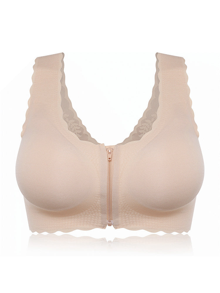 Seamless Front Zipper Wireless Bra