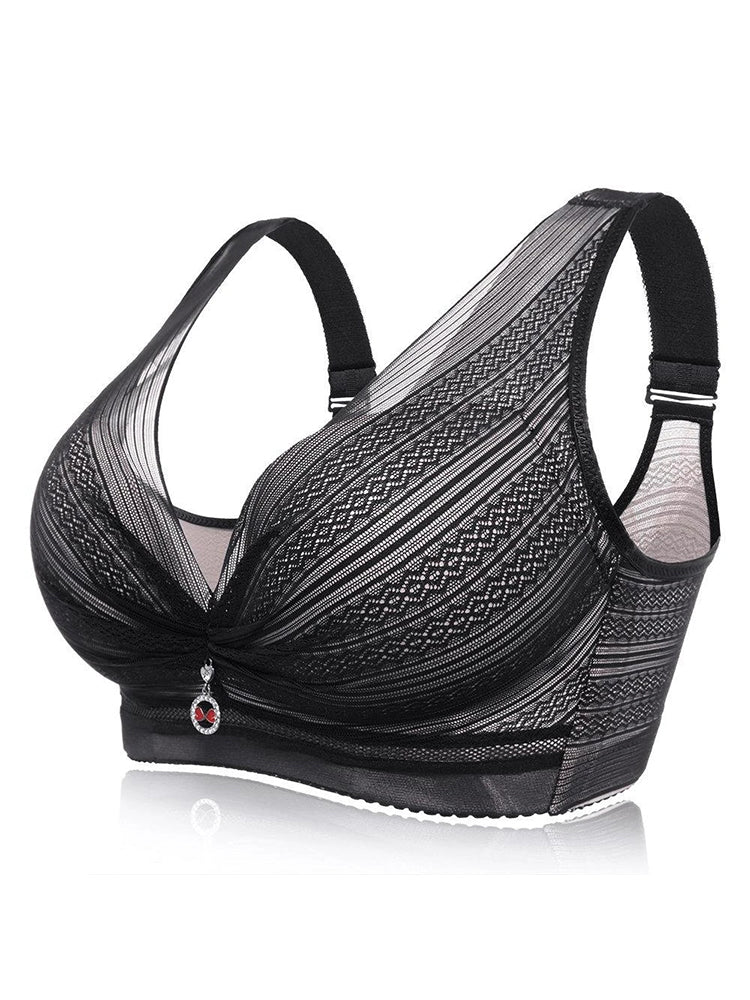 Sexy Deep Plunge Wide Straps Comfort Wireless Bra