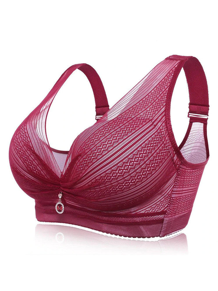 Sexy Deep Plunge Wide Straps Comfort Wireless Bra